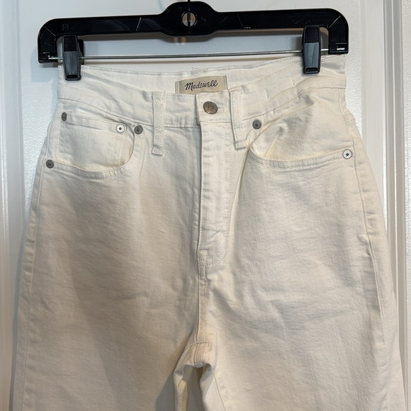 Madewell white high rise, slim crop boyjean  cropped ankle jeans raw hem 24 - Picture 6 of 11